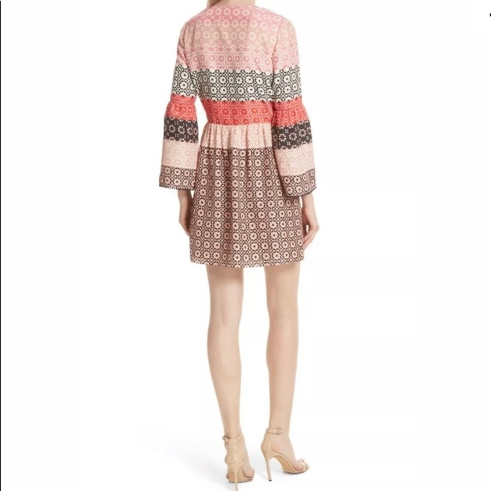 M2 Derek Lam 10 Crosby Mini Dress Womens 2 Pink Orange NWT Geometric Bell Sleeve - Picture 4 of 11